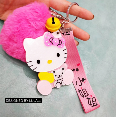 Cartoon Hello Kitty mirror key accessory fashion female bag pendant key chain