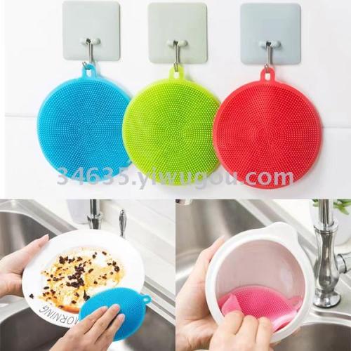 round kitchen edible silicon dish brush cleaning brush silicone thermal insution pad fruit and vegetable brush bulk