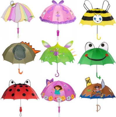New Children's Umbrella Creative Handle 3D Umbrella Surface Cartoon Dual-Use Children Raincoat Straight Pole Umbrella Wholesale