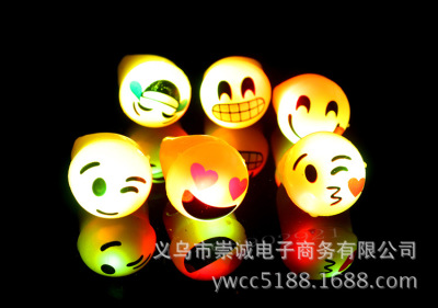 0339 Mixed Expression Luminous Soft Rubber Ring LED Flash Ring Light Luminous Smiley Face Expression Soft Rubber Ring