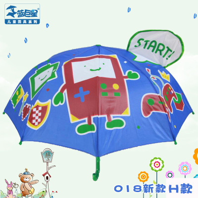 Robot children's umbrella dual purpose clear umbrella cartoon long handle 8 bone automatic ear shape umbrella custom wholesale