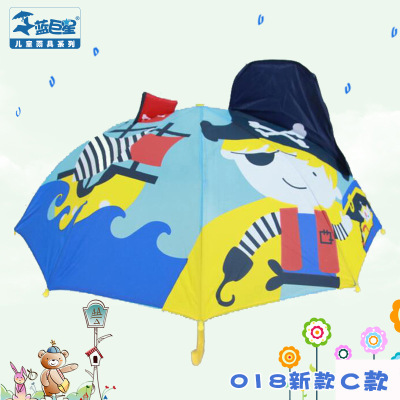 Children's Umbrella Raincoat Cute Pirate Umbrella Cartoon Long Handle 8 Bone Ear Modeling Umbrella Custom Wholesale