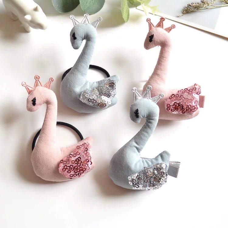 秋硕发饰头绳可爱公仔天鹅小女孩女童头饰发圈皮筋发卡头花