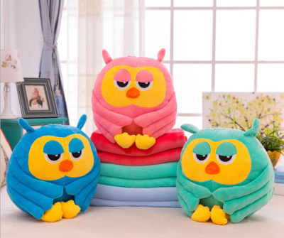 Multifunctional Owl Pillow and Blanket Office Siesta Pillow Air Conditioning Blanket Car Dual-Use Cushion Quilt Gift