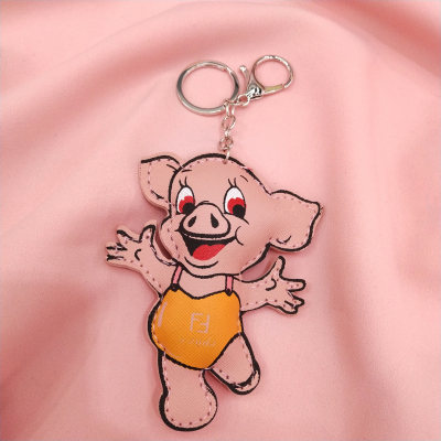 Fashion piglet pu key chain ornament hanging bag hanging into car supplies