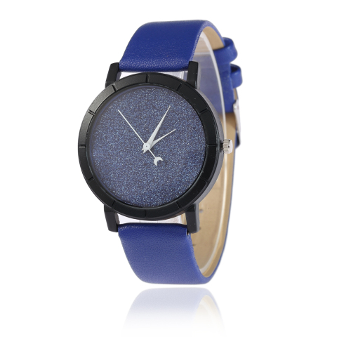 crescent moon needle black shell bright sand turntable watch men and women fashion belt quartz watch popular personalized couple watch