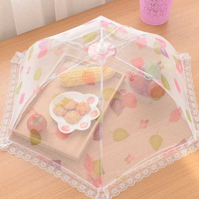 Printed large size dining table cover meal cover fruit cover fly cover food cover lace lace dish cover foldable