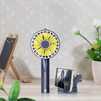 USB mini handheld fan zipper multi-functional fan charging desktop fan