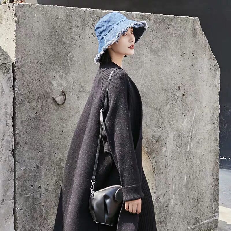 秋硕牛仔渔夫帽女韩国毛边百搭遮阳盆帽女夏韩版潮日系文艺小清新