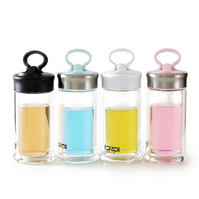 Borosilicate Double Layer Glass Cup Mobile Phone Bottle with Stand Portable Portable and Versatile Water Cup 200ml