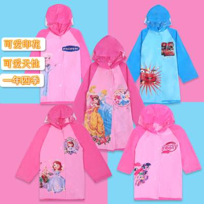 Factory Direct Sales Children's Raincoat Poncho Children's Baby Cartoon Pattern Doll Hairstyle Raincoat