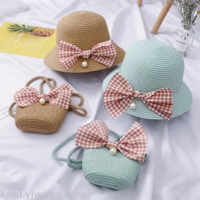 Children's Sunshade Hat Summer Summer Hat Little Girls' Straw Hat Kid Princess Beach Sun Hat Parent-Child Sun-Proof Bucket Hat