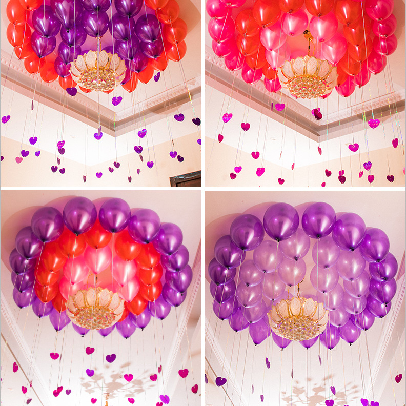 婚庆结婚用品 婚房布置 生日派对气球婚礼装饰品套餐雨丝吊坠心形