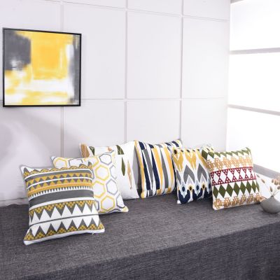 Contracted geometry delicate half - embroidered pillow cover office sofa home cushion cover wholesale