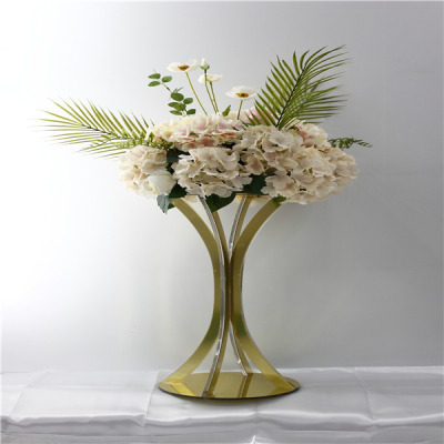 Wedding Props New Golden Acrylic Mirror Flower Stand Hotel Wedding Acrylic Decoration