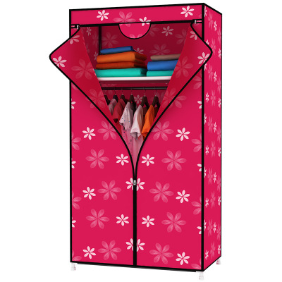 Simple wardrobe single student wardrobe thickened steel frame small bay bay wardrobe package mail