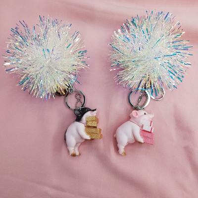 Cartoon move brick piglet key chain pendant creative accessories hang decoration bag hang decoration car supplies