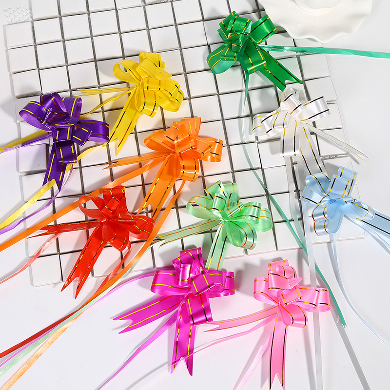 婚庆婚车手拉花抽花车门装饰蝴蝶结拉花礼品包装袋封口扎花3cm宽