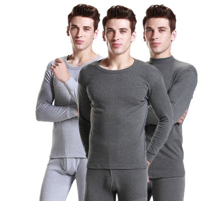 Comfortable cotton thermal underwear men's set all cotton long Johns pullover knit jacket with closing trousers a substitute hair