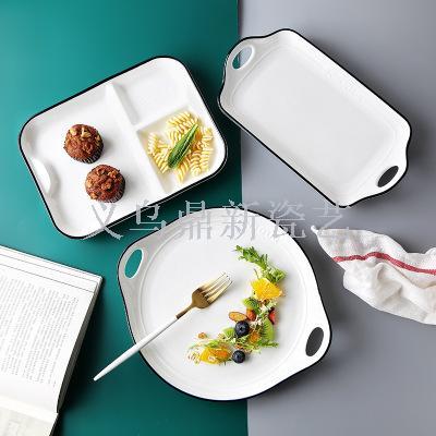 Creative black-rimmed English breakfast set series dishes bowls small soup cups baked bowls dessert dishes