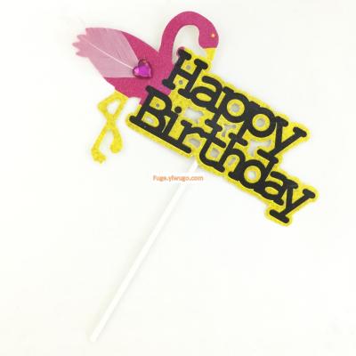 Flamingo feather cake insert diamond cake insert paper stick cake insert safety paper stick