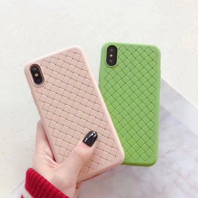 Woven grain leather oil feel silicone mobile phone case protective cover