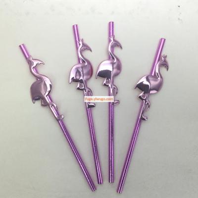 Hot stamping paper straw pu flamingo fashion bar accessories drink bar party supplies creative straw 4pcs