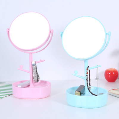 Hd desktop revolving makeup mirror dresser with storage box creative simple two-sided beauty princess mirror