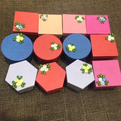 Korean jewelry box Korean hand kneaded paper embroidered small box ring small jewelry packaging box