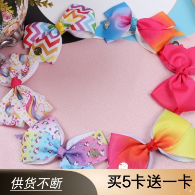 Border hot style accessories children's hair accessories 5 inches 24 color JOJO bow children's hair clips 6 color one card headdress