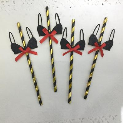 Bronzing paper straw bar accessories drink bar utensils party supplies sex appeal creative straw 6pcs
