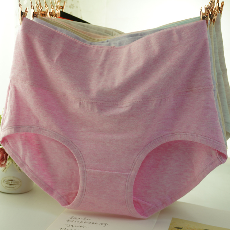 厂家直销彩纱棉中高腰女士内裤 纯色棉新款舒适三角裤批发