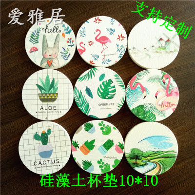 Manufacturers wholesale custom color printing diatomaceous earth water absorption natural environmental protection diatomaceous mud coasters dry quickly at home moisture-proof and mould-proof