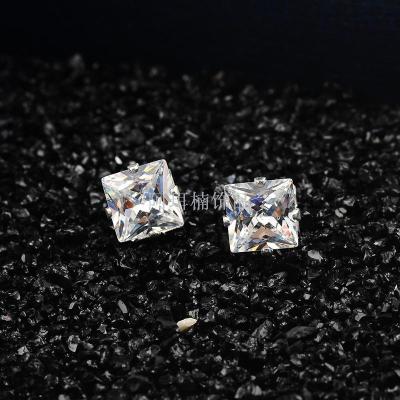 Manufacturers direct sale of stainless steel zircon ear studs round square heart ear studs micro set ear studs