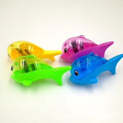 Japan and South Korea Stationery Cartoon Mixed Color Dolphin Pencil Sharpener Environmental Protection Mixed Color Pencil Shapper Wholesale Can Be Customization as Request