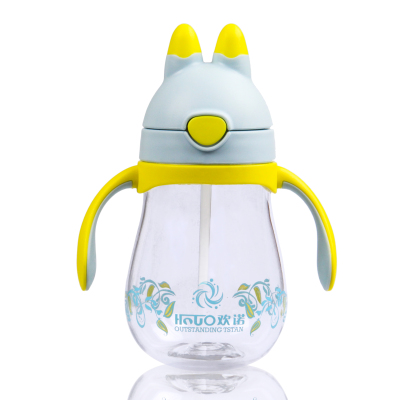 Children drinking cup learning cup 320ML plastic portable water cup with bullet cover and handle