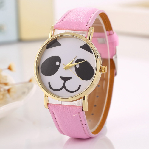 trendy simple panda cute dial men‘s and women‘s belt watch quartz watch customization