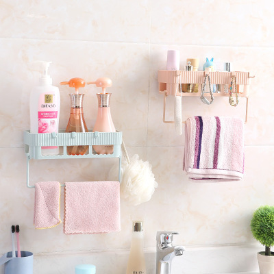 Bathroom and kitchen storage rack towel towel rack multi-functional cosmetics wash and care products shelving