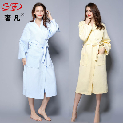 The hotel specializes in spring and summer full cotton waffle couples bathrobe dressing gown pure cotton pajama beauty 
