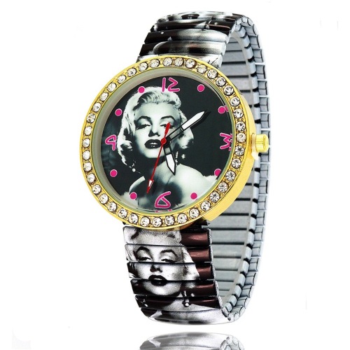 Foreign Trade Popular Style Fashion Stretch Women‘s Watch Marilyn Monroe Hepburn Diamond Quartz Watch Factory Direct Sales