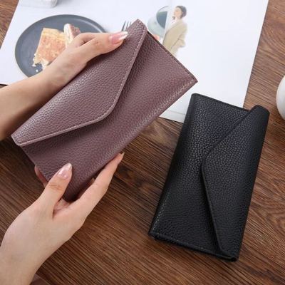 Lychee Pattern Solid Color Casual Pu Women's Long Wallet Card Holder One Piece Dropshipping Factory Direct Sales Quality Assurance