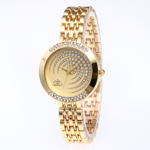 Factory Direct Sales Women‘s Fashionable Diamond Crescent Watch High-End Elegant Electroplated Diamond Plate Surface Alloy Bracelet Watch