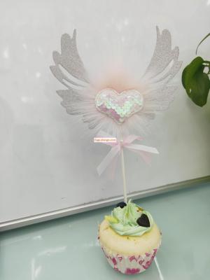 Birthday cake decoration plug-in card party dessert table fruit accessories unicorn shining wings angel 6pcs