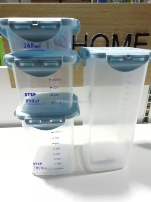 Creative kitchen multi-functional storage tank set with four pieces of plastic see-through tape for storage and sealing