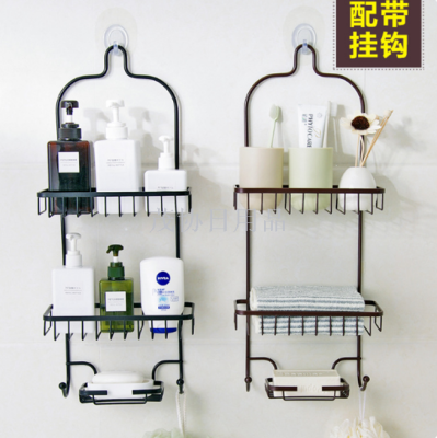 Bathroom Punch-Free Storage Rack Bathroom Iron Storage Kitchen Hanger Wall-Mounted Storage Basket