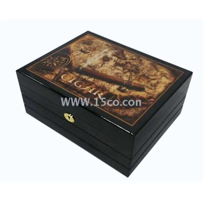 50-70 cigar humidor box cigar box black slotted piano lacquer cedar cigar box manufacturers direct sales