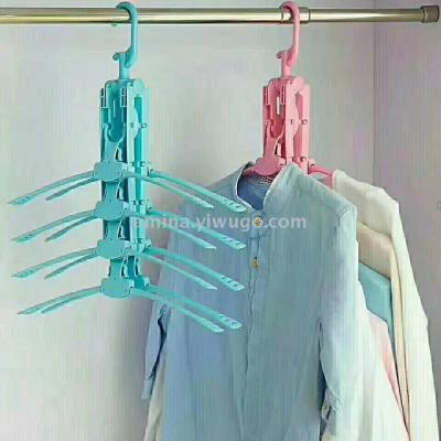 Magic coat hanger 1 piece top 8 pieces 360-degree swivel hook wide shoulder anti-slip bottom grooves foldable