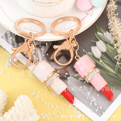 Manufacturers direct lipstick diamond pendant bag accessories car key chain luxury gifts