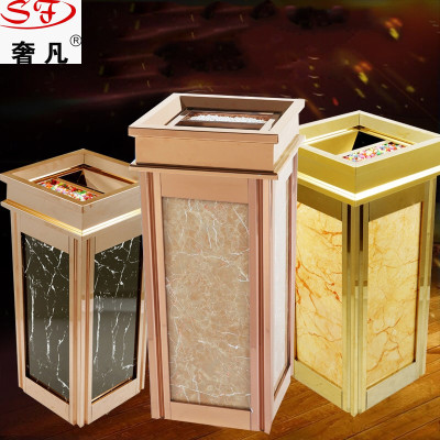 European-style hotels and guesthouses ash bucket fashionable lobby stainless steel elevator next to marble trash  bucket