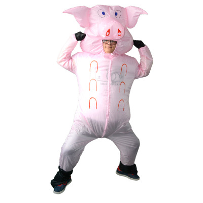 Manufacturers direct sale of a trade hot style pig head inflatable pig costume festival party performance clothing